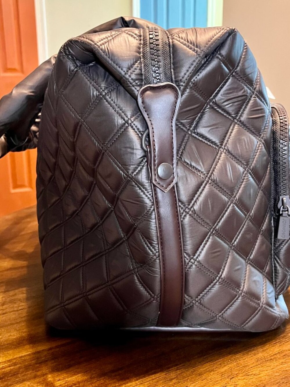 Joan & David 22" Diamond-Quilted Parachute Nylon Spacious Weekender/Duffle Bag - Picture 7 of 9